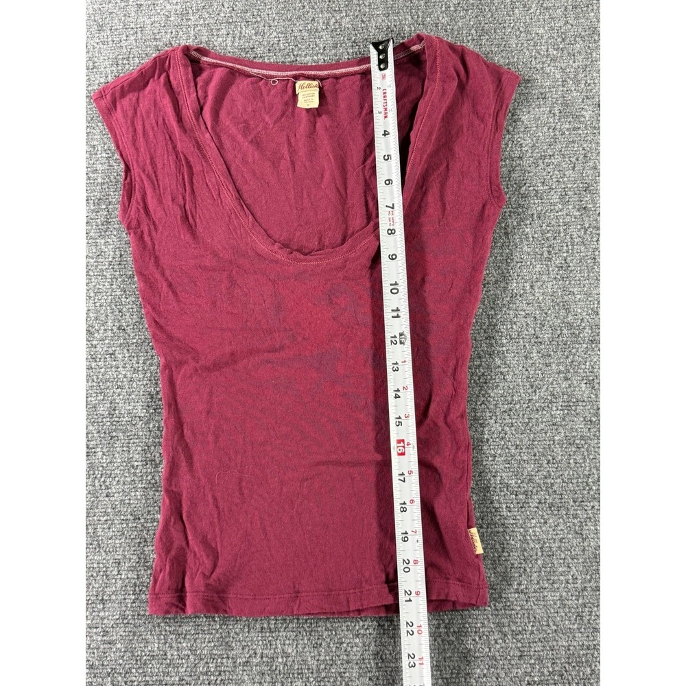 Y2K Hollister Womens Scoop Neck Cap Sleeve T-Shirt Burgundy Maroon Size M - Picture 5 of 6